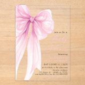 Invitations En Acrylique Baby shower moderne tendance Bow rose (Recto)