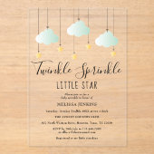 Invitations En Acrylique Baby shower Neutre Little Star Twinkle Sprinkle (Recto)