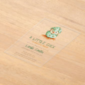 Invitations En Acrylique Baby shower neutre vert d'éclosion d'oiseaux migno (Poser)