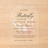 Invitations En Acrylique Baby shower papillon rose arc fille (Recto)