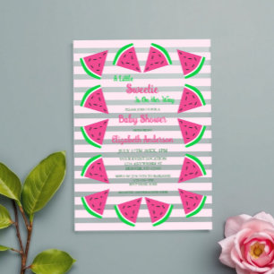 Invitations En Acrylique Baby Shower Pastèque Sucrée