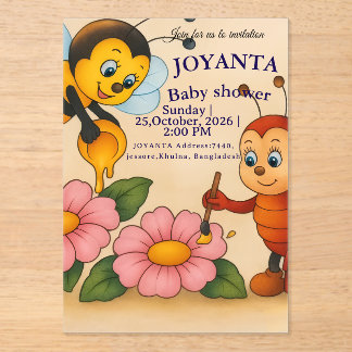 Invitations En Acrylique Baby shower personnalisé sur le thème de l'abeille