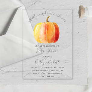 Invitations En Acrylique Baby Shower Petite Citrouille
