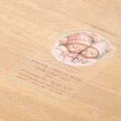 Invitations En Acrylique Baby Shower pour de précieuses jumelles (Poser)