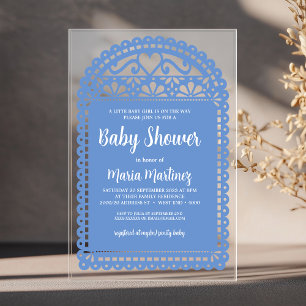 Invitations En Acrylique Baby Shower Rose Inspiré par le Papel Picado