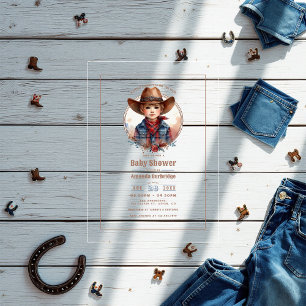 Invitations En Acrylique Baby shower rustique de petit cowboy de l'Ouest