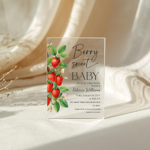 Invitations En Acrylique Baby Shower Rustique Fruité Fraise Sucré