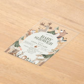 Invitations En Acrylique Baby shower rustique neutre pour les animaux des b (Poser)