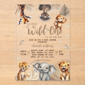 Invitations En Acrylique Baby shower Safari Animaux (Recto)