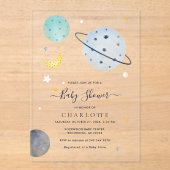 Invitations En Acrylique Baby shower spatial moderne (Recto)