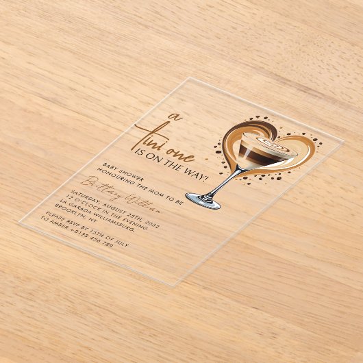 Invitations En Acrylique Baby shower Tini One Espresso Martini (Poser)