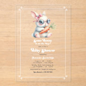 Invitations En Acrylique baby shower "Un lapin est en route" (Recto)