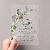 Invitations En Acrylique Baby shower Verdure Eucalyptus Succulent Élégant (In situ (ordinateur de poche))