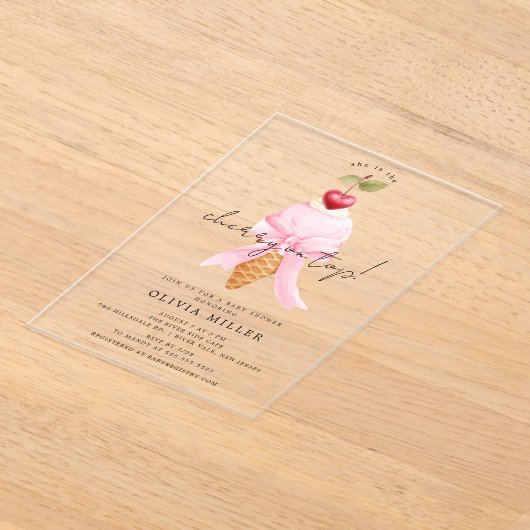 Invitations En Acrylique Baby shower Whimsical Cherry (Poser)