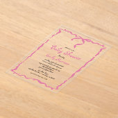 Invitations En Acrylique Baby shower Whimsky Quirky Rose Bow (Poser)