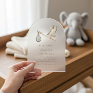 Invitations En Acrylique Baby sprinkle minimal aquarelle baby shower
