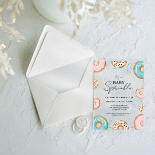 Invitations En Acrylique  Baby Sprinkles Fête de Naissance Mixte 