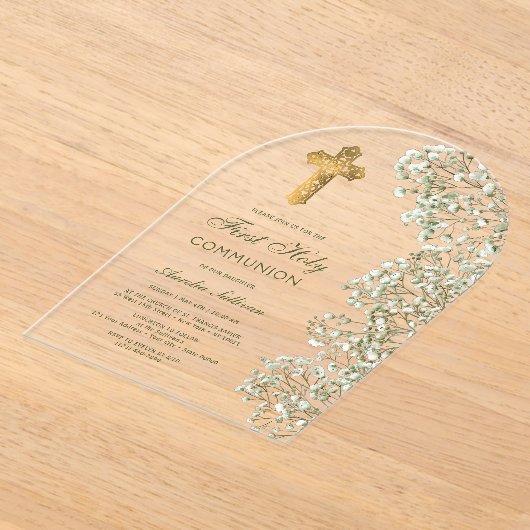 Invitations En Acrylique Baby's Breath Arch First Communion (Poser)