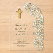 Invitations En Acrylique Baby's Breath Arch First Communion (Recto)