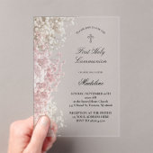 Invitations En Acrylique Baby's Breath flowers First Communion (In situ (ordinateur de poche))