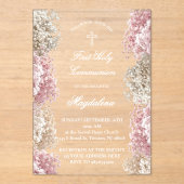 Invitations En Acrylique Baby's Breath flowers |First Communion (Recto)