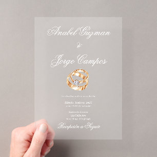 Invitations En Acrylique Bague de mariage en acrylique en or