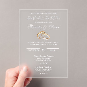 Invitations En Acrylique bague diamant mariage acrylique