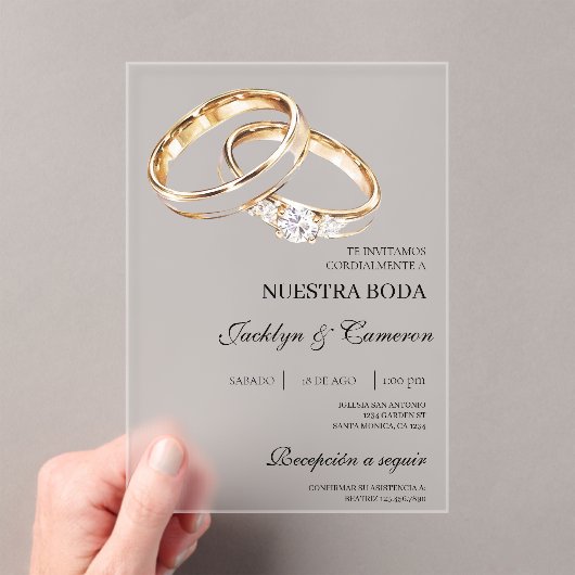 Invitations En Acrylique Bague en or en acrylique Mariage Espagnol (In situ (ordinateur de poche))