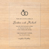 Invitations En Acrylique Bagues à main Doodle Mariage moderne (Recto)