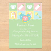Invitations En Acrylique Baignée de Courtepoint de Bébé (Recto)