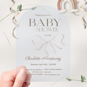 Invitations En Acrylique Bain de bébé Arc en Bleu Poussiéreux Aquarelle