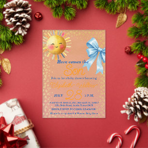 Invitations En Acrylique Bain de bébé garçon « Voici venir le fils », coule