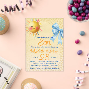 Invitations En Acrylique Bain de bébé garçon « Voici venir le fils », coule