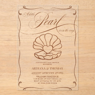 Invitations En Acrylique Bain de bébé Pearl dessiné à la main
