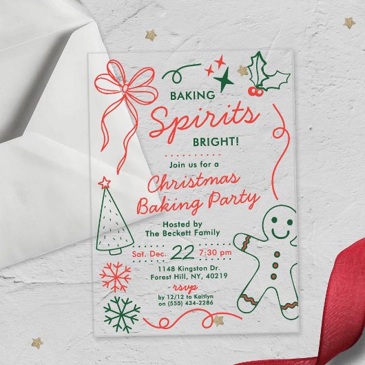 Invitations En Acrylique Baking Spirits Bright | Fête d'échange de biscuits