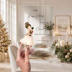 Invitations En Acrylique Bal de Noël Ballerine luxe
