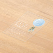 Invitations En Acrylique Balcon Bleu, Eucalyptus, Verdure, Premier Annivers (Poser)