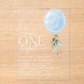 Invitations En Acrylique Balcon Bleu, Eucalyptus, Verdure, Premier Annivers (Recto)