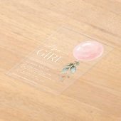 Invitations En Acrylique Balcon rose, Eucalyptus, Verdure, Baby shower (Poser)