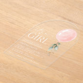 Invitations En Acrylique Balcon rose, Eucalyptus, Verdure, Baby shower (Poser)
