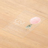 Invitations En Acrylique Balcon rose, Eucalyptus, Verdure, Premier Annivers (Poser)