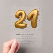 Invitations En Acrylique Ballon d'huile d'or moderne 21e anniversaire (In situ (ordinateur de poche))