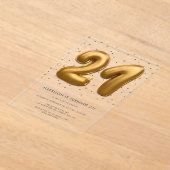 Invitations En Acrylique Ballon d'huile d'or moderne 21e anniversaire (Poser)