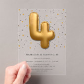 Invitations En Acrylique Ballon d'huile d'or moderne 4e anniversaire (In situ (ordinateur de poche))
