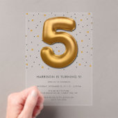 Invitations En Acrylique Ballon d'huile d'or moderne 5e anniversaire (In situ (ordinateur de poche))