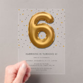 Invitations En Acrylique Ballon d'huile d'or moderne 6e anniversaire (In situ (ordinateur de poche))