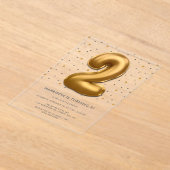 Invitations En Acrylique Ballon Gold Foil moderne 2e anniversaire (Poser)