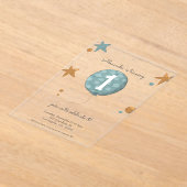 Invitations En Acrylique Ballons Bleu Mignet Premier anniversaire (Poser)