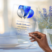 Ballons bleu royal transparents luxe anniversaire