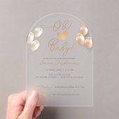 Invitations En Acrylique Ballons Coeur de Script moderne Baby shower neutre (In situ (ordinateur de poche))